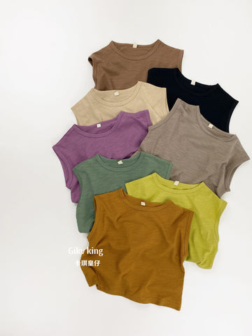Slub Textured Bamboo Cotton Tank Top シンプル 無地 ノースリーブTシャツ【mh0012836】 Gikv king タンクトップ・キャミソール・ノースリーブトップス