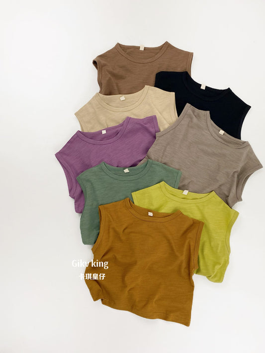 Slub Textured Bamboo Cotton Tank Top シンプル 無地 ノースリーブTシャツ【mh0012836】 Gikv king タンクトップ・キャミソール・ノースリーブトップス