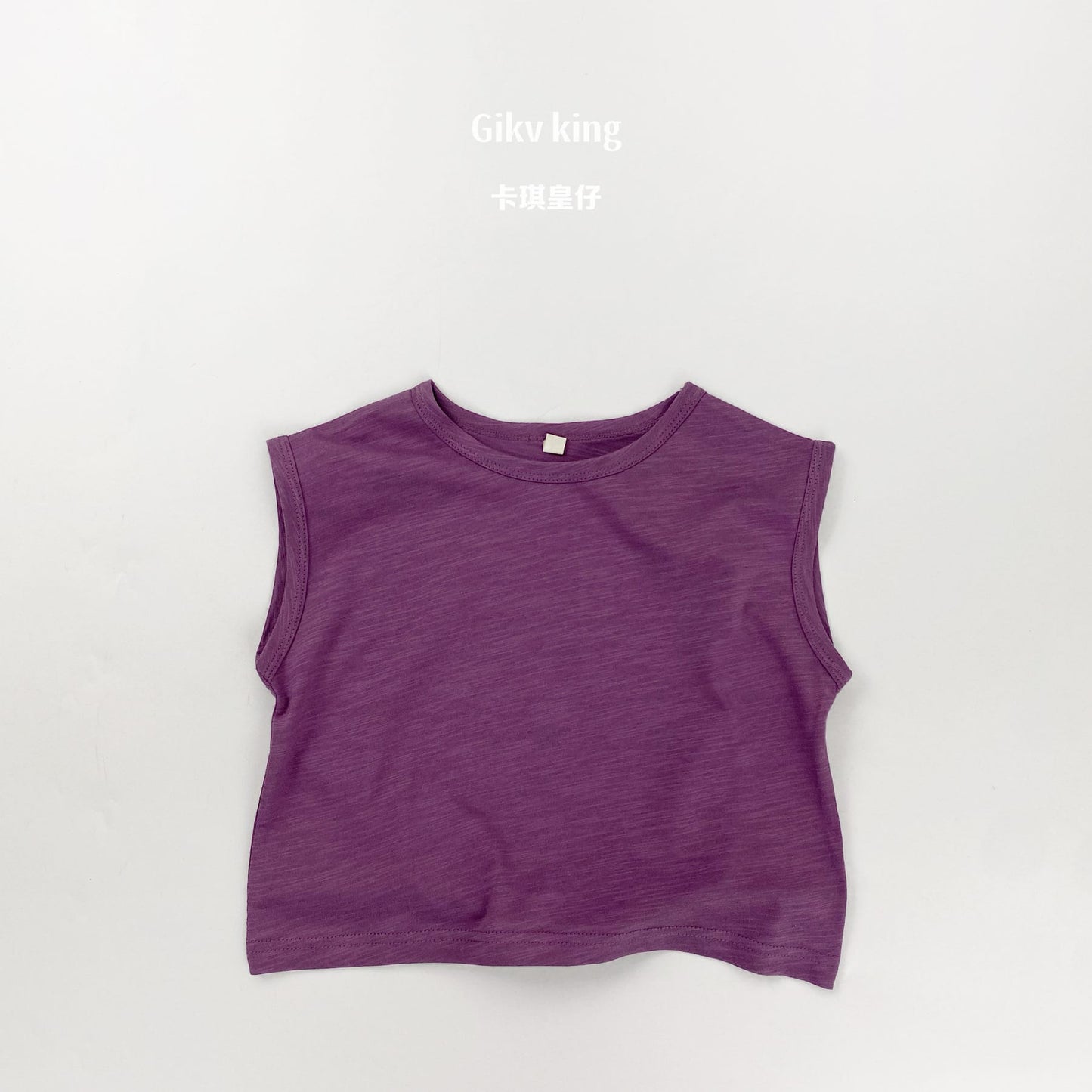 Slub Textured Bamboo Cotton Tank Top シンプル 無地 ノースリーブTシャツ【mh0012836】 Purple / 80cm Gikv king タンクトップ・キャミソール・ノースリーブトップス