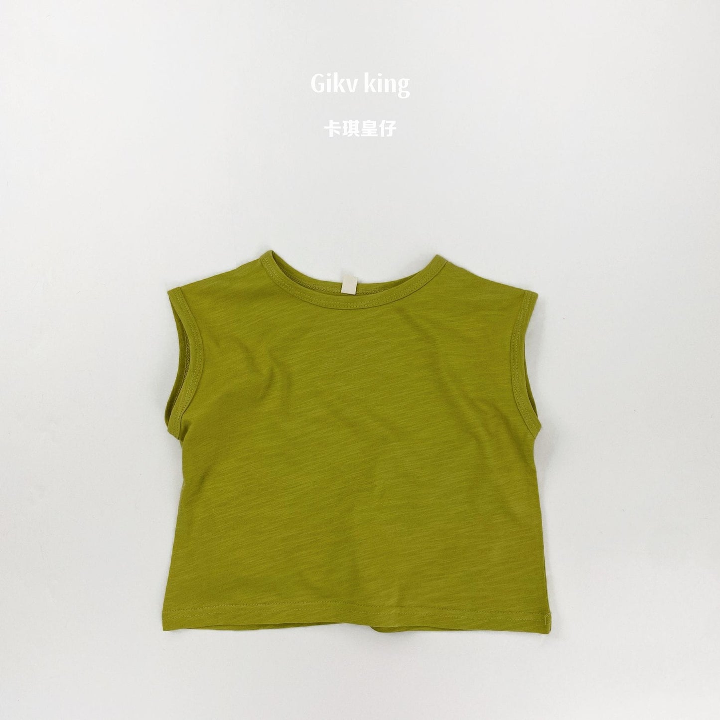 Slub Textured Bamboo Cotton Tank Top シンプル 無地 ノースリーブTシャツ【mh0012836】 Yellow Green / 80cm Gikv king タンクトップ・キャミソール・ノースリーブトップス