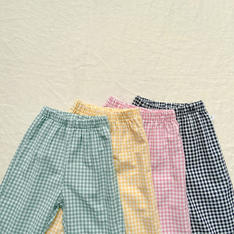 Smiley Long Sleeve Tee & Plaid Pants Set スマイル プリント チェック柄 セットアップ【mh0012672】 BBAMMA 長袖セットアップ