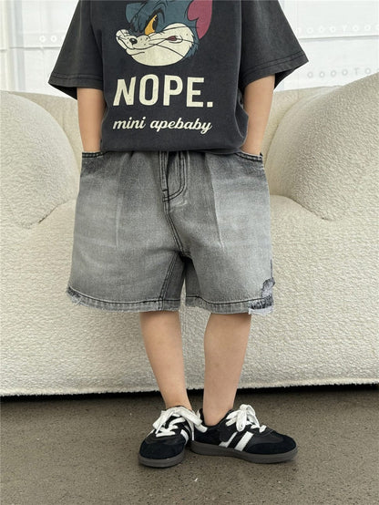 ハーフパンツ・ショートパンツ Dark Gray / 100cm ダメージブラックデニムハーフパンツ【mh0009953】