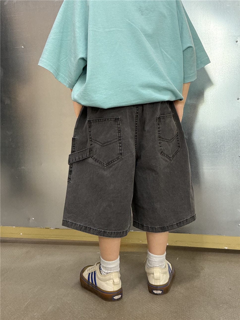 ハーフパンツ・ショートパンツ Dark Gray / 100cm ブラックデニムペインターハーフパンツ【mh0009957】