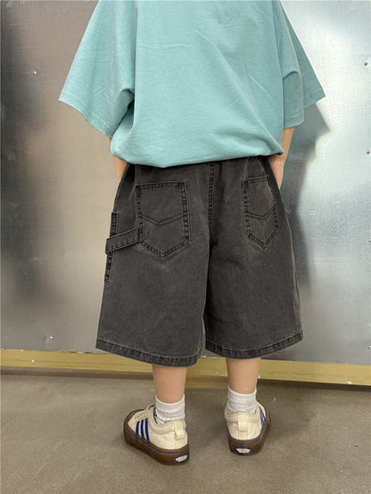 ハーフパンツ・ショートパンツ Dark Gray / 100cm ブラックデニムペインターハーフパンツ【mh0009957】