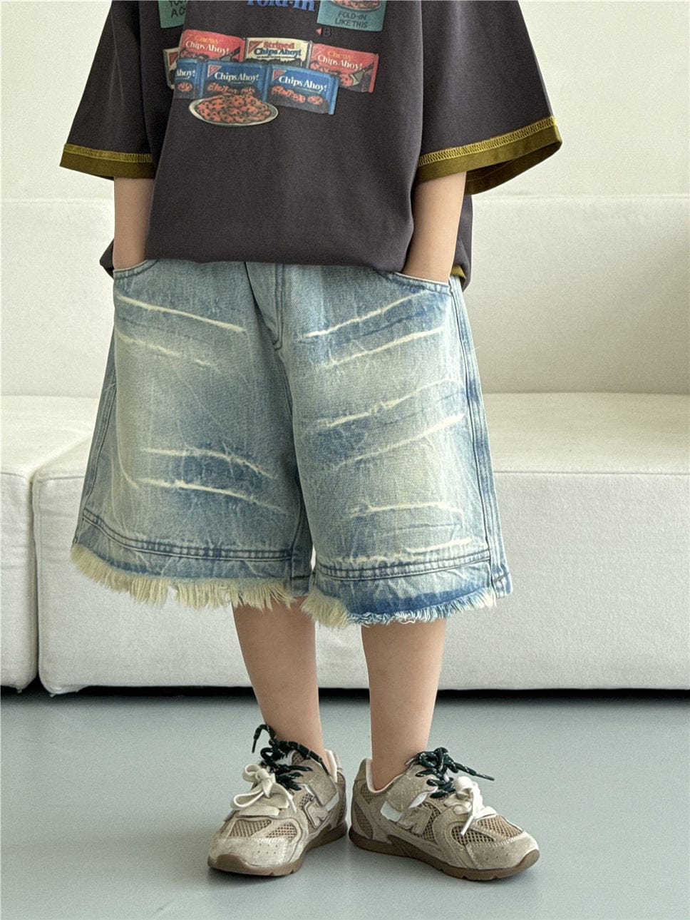 デニムパンツ Denim Blue / 100cm カットオフデニムハーフパンツ【mh0009950】