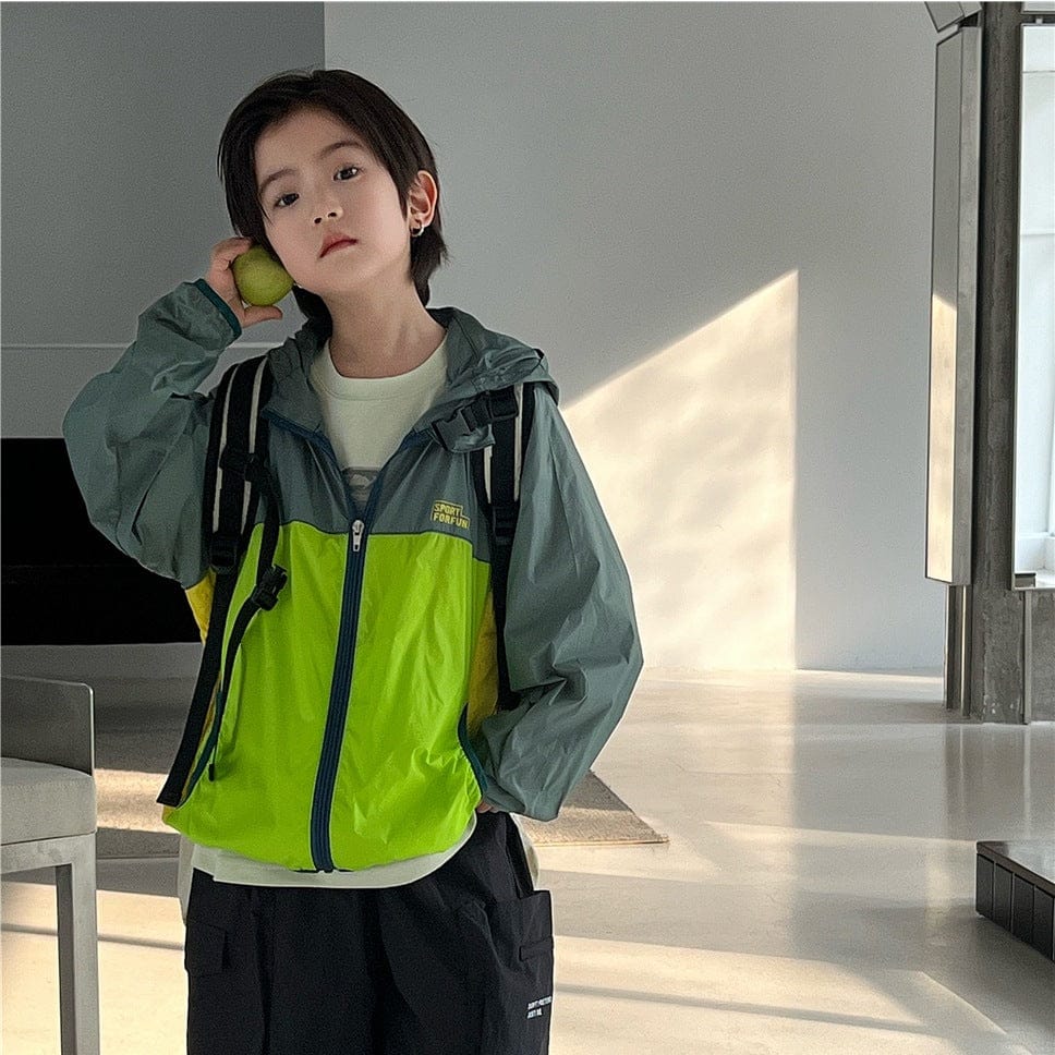 ショートコート・ジャケット・ジャンパー パッチワークフーディウィンドブレーカージャケット【mh0009947】