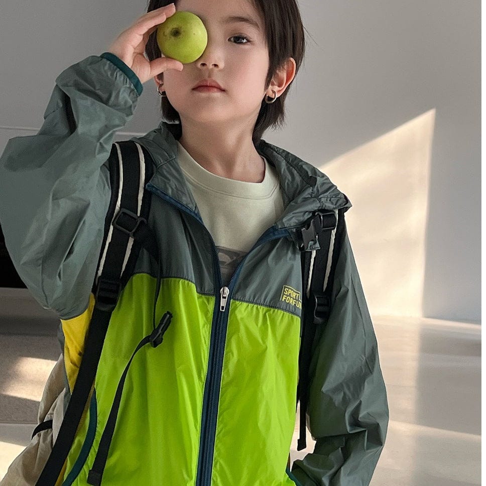 ショートコート・ジャケット・ジャンパー パッチワークフーディウィンドブレーカージャケット【mh0009947】