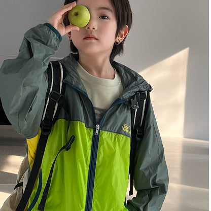 ショートコート・ジャケット・ジャンパー パッチワークフーディウィンドブレーカージャケット【mh0009947】