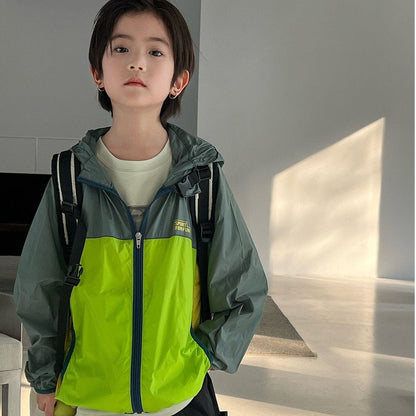 ショートコート・ジャケット・ジャンパー パッチワークフーディウィンドブレーカージャケット【mh0009947】