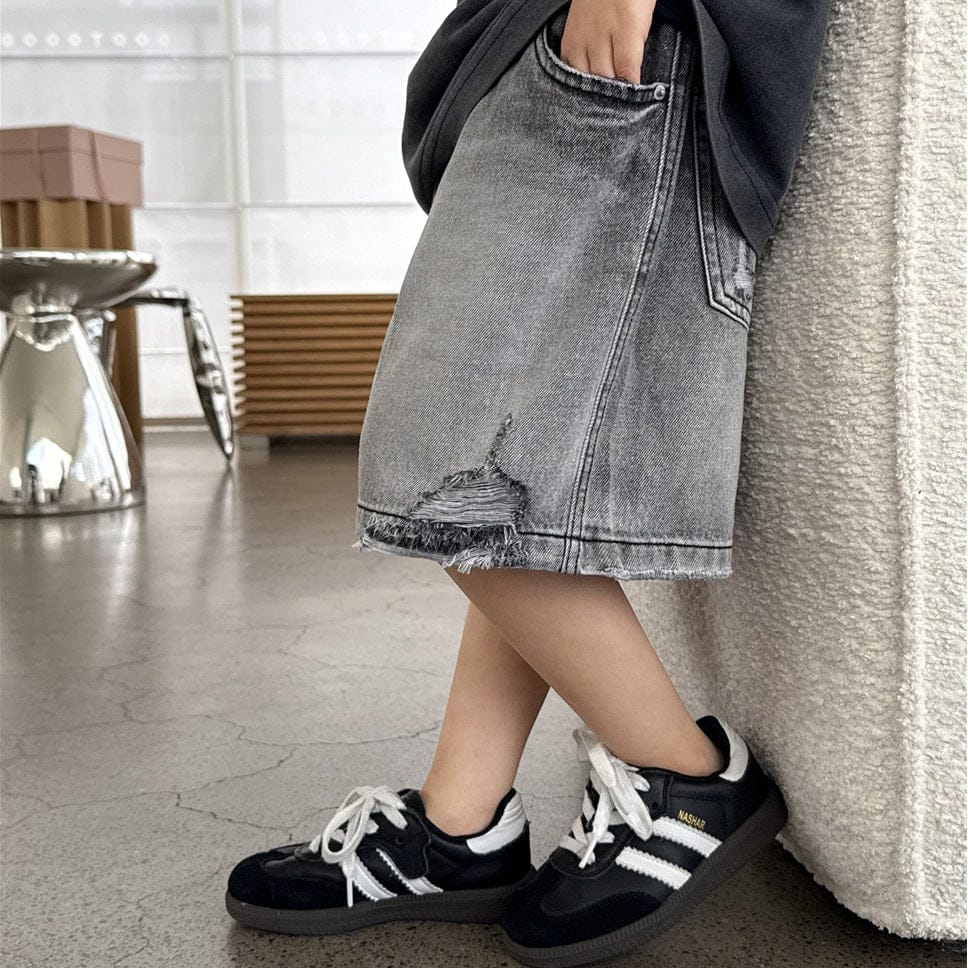 ハーフパンツ・ショートパンツ ダメージブラックデニムハーフパンツ【mh0009953】