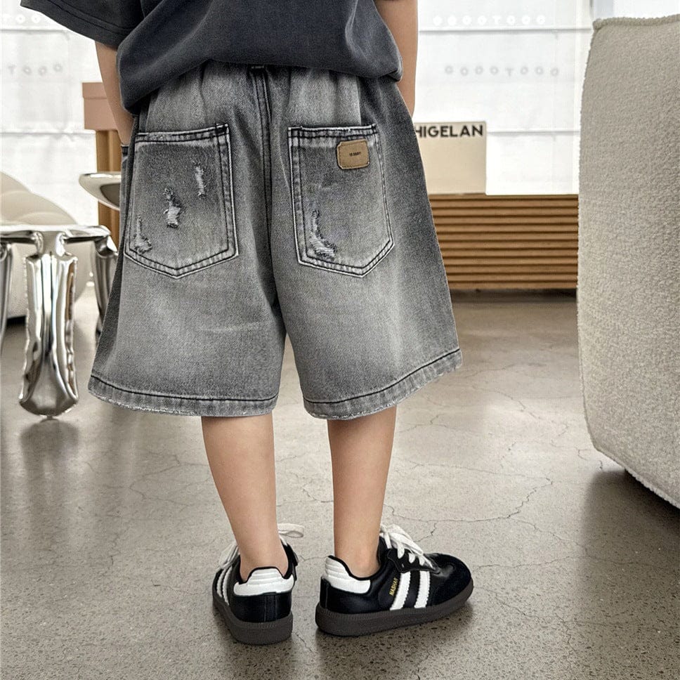 ハーフパンツ・ショートパンツ ダメージブラックデニムハーフパンツ【mh0009953】