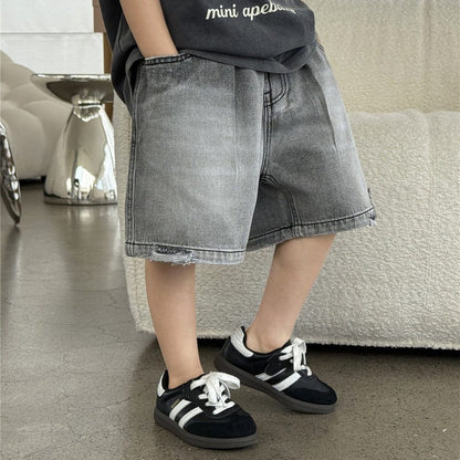 ハーフパンツ・ショートパンツ ダメージブラックデニムハーフパンツ【mh0009953】