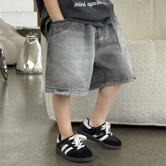 ハーフパンツ・ショートパンツ ダメージブラックデニムハーフパンツ【mh0009953】