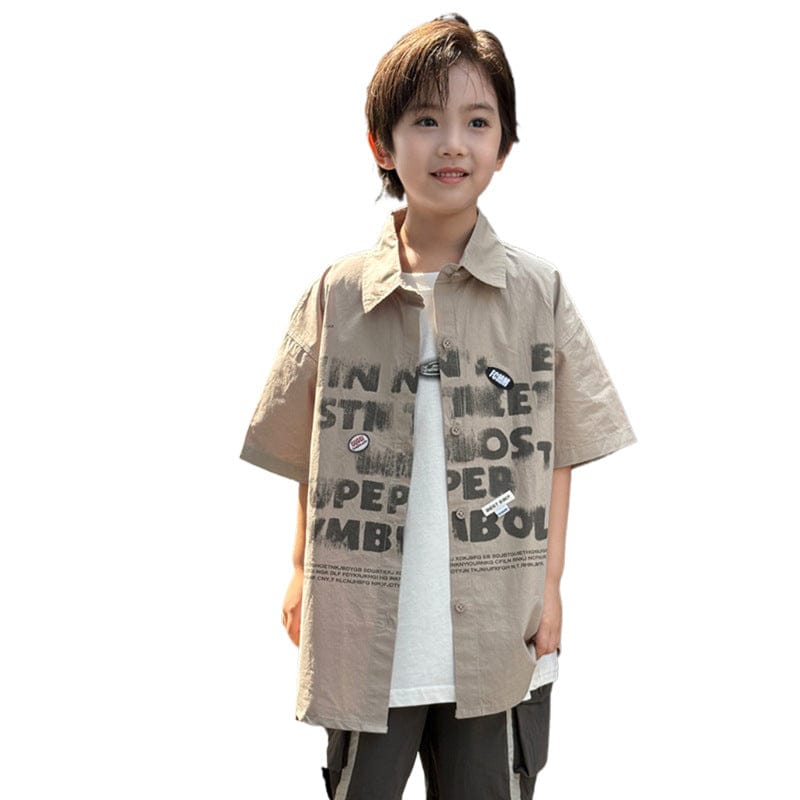 半袖シャツ・ブラウス ステンシルプリントビッグシルエット半袖シャツ【mh0009954】