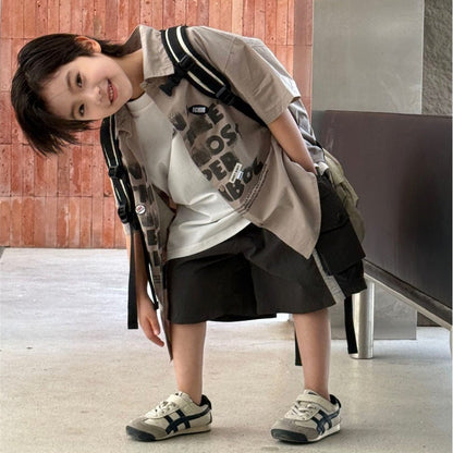 半袖シャツ・ブラウス ステンシルプリントビッグシルエット半袖シャツ【mh0009954】