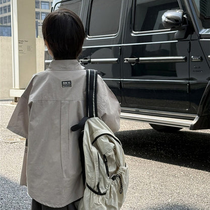 半袖シャツ・ブラウス ステンシルプリントビッグシルエット半袖シャツ【mh0009954】