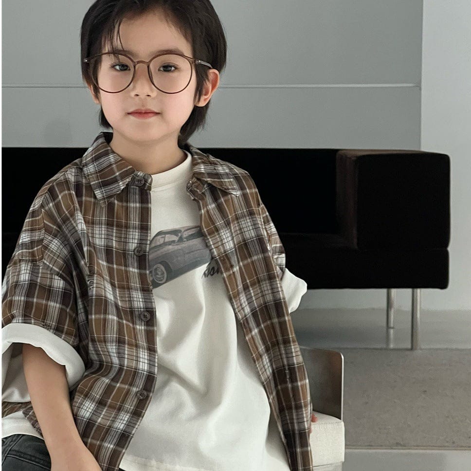 半袖シャツ・ブラウス レトロチェック半袖シャツ【mh0009958】