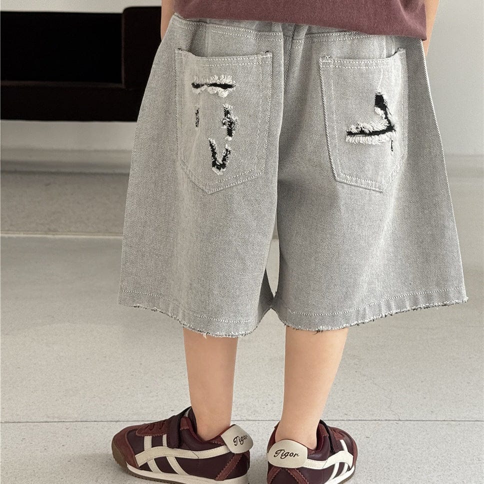 ハーフパンツ・ショートパンツ ダメージ加工ハンパ丈パンツ【mh0009959】