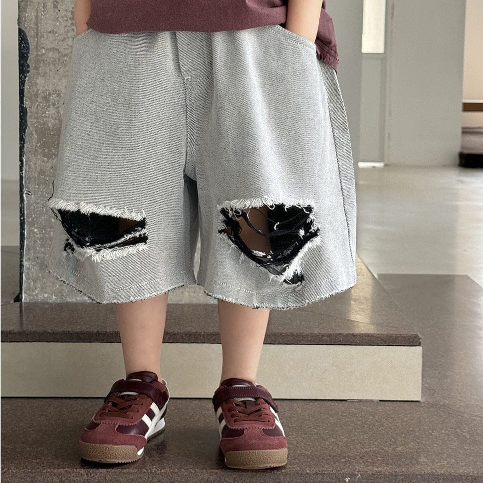 ハーフパンツ・ショートパンツ ダメージ加工ハンパ丈パンツ【mh0009959】