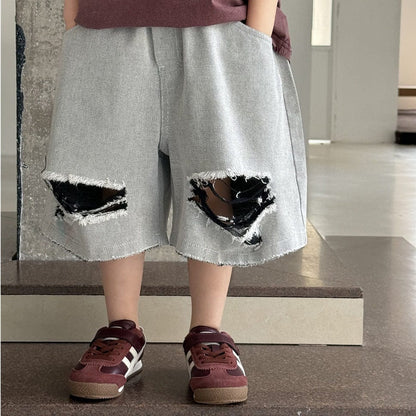 ハーフパンツ・ショートパンツ ダメージ加工ハンパ丈パンツ【mh0009959】