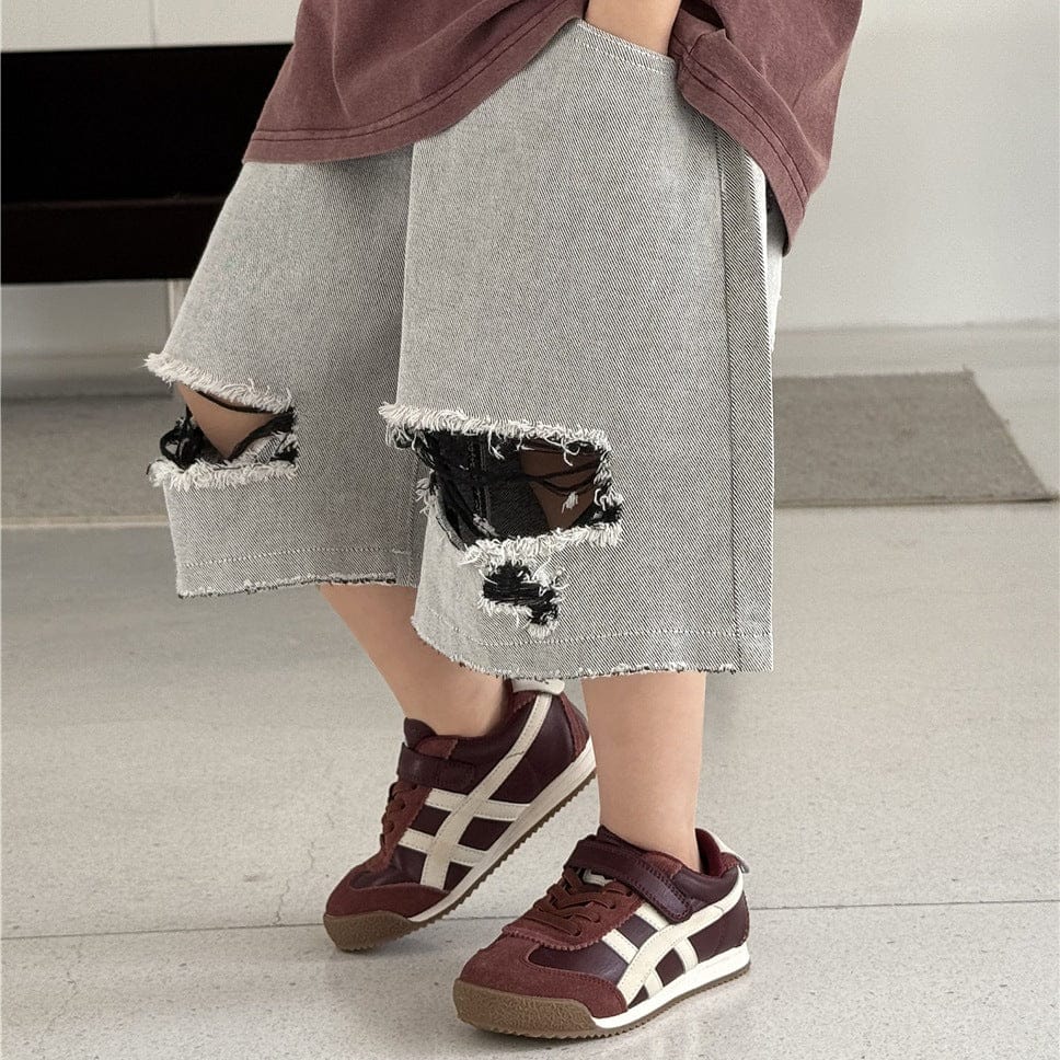 ハーフパンツ・ショートパンツ ダメージ加工ハンパ丈パンツ【mh0009959】