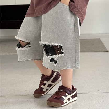 ハーフパンツ・ショートパンツ ダメージ加工ハンパ丈パンツ【mh0009959】