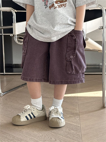ハーフパンツ・ショートパンツ Purple / 100cm デニムカーゴハーフパンツ【mh0009939】