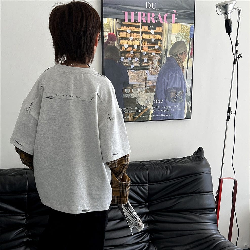 長袖シャツ・ブラウス キッズトップス チェックシャツドッキング長袖Tシャツ【mh0009136】