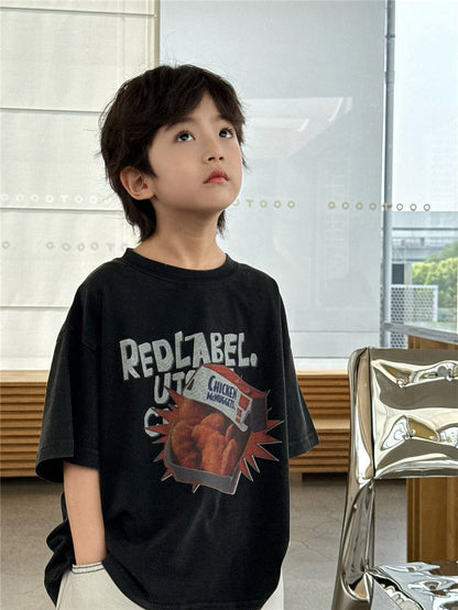 半袖Tシャツ Black / 100cm プリントロゴ半袖Tシャツ【mh0009952】