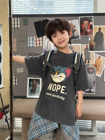 半袖Tシャツ Blue Gray / 100cm アメリカンプリント半袖Tシャツ【mh0009938】