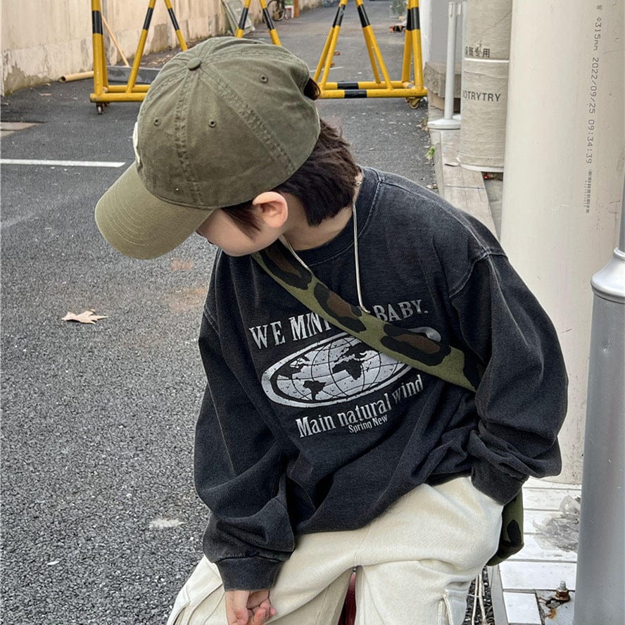 長袖Tシャツ Dark Gray / 100cm キッズトップス ロゴプリント長袖Tシャツ【mh0009129】