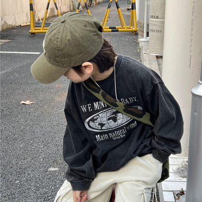 長袖Tシャツ Dark Gray / 100cm キッズトップス ロゴプリント長袖Tシャツ【mh0009129】