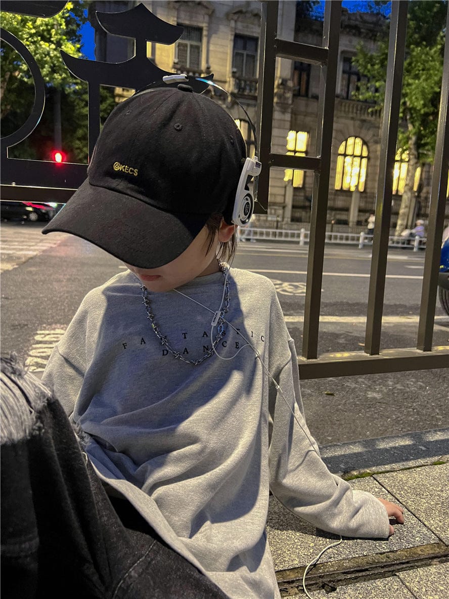 長袖Tシャツ Gray / 90cm キッズトップス レターロゴプリント長袖Tシャツ【mh0009137】