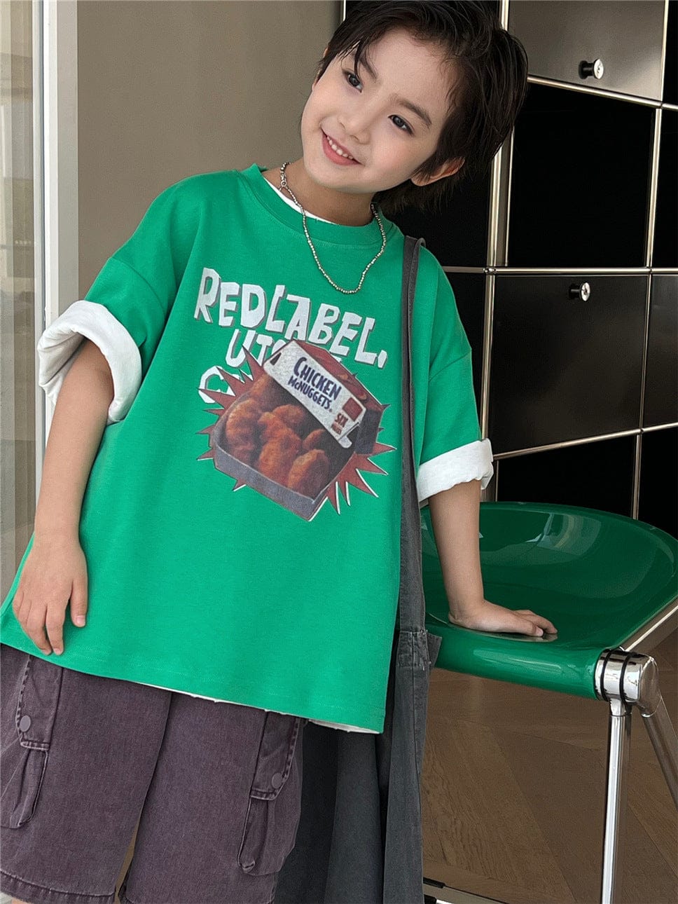 半袖Tシャツ Green / 100cm プリントロゴ半袖Tシャツ【mh0009952】