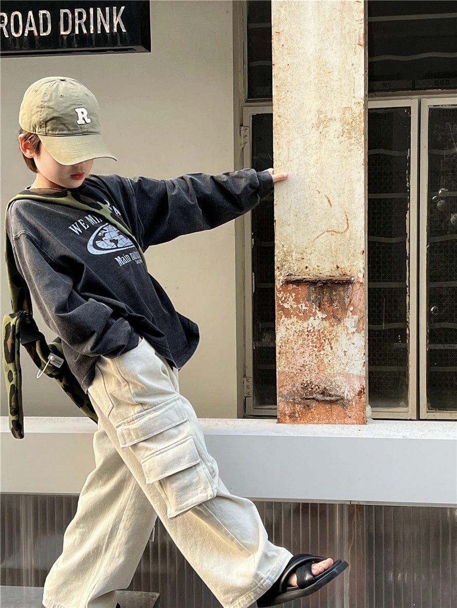 長袖Tシャツ キッズトップス ロゴプリント長袖Tシャツ【mh0009129】