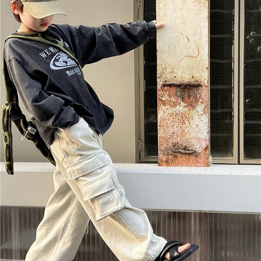 長袖Tシャツ キッズトップス ロゴプリント長袖Tシャツ【mh0009129】