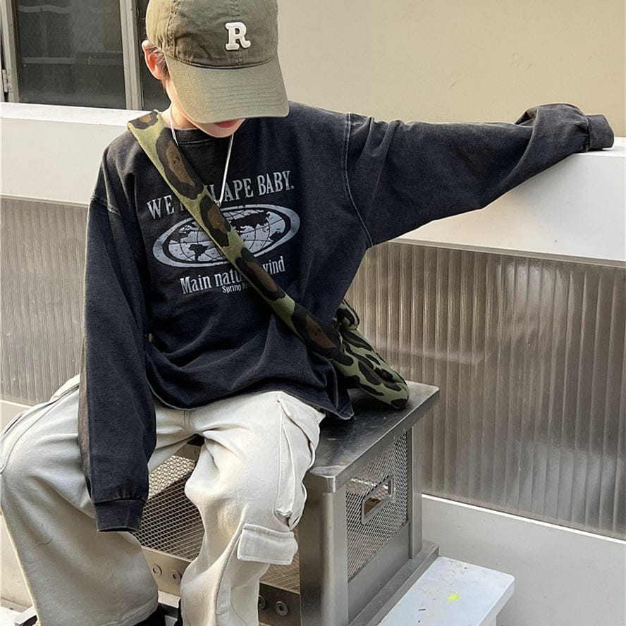 長袖Tシャツ キッズトップス ロゴプリント長袖Tシャツ【mh0009129】