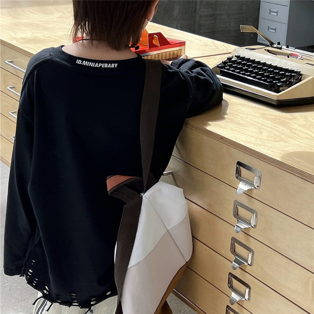 長袖Tシャツ キッズトップス 裾ダメージ加工長袖Tシャツ【mh0009135】