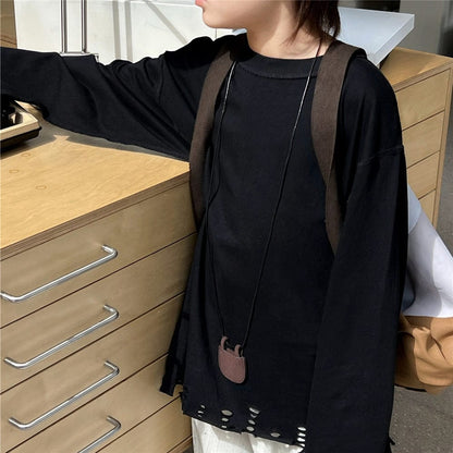 長袖Tシャツ キッズトップス 裾ダメージ加工長袖Tシャツ【mh0009135】