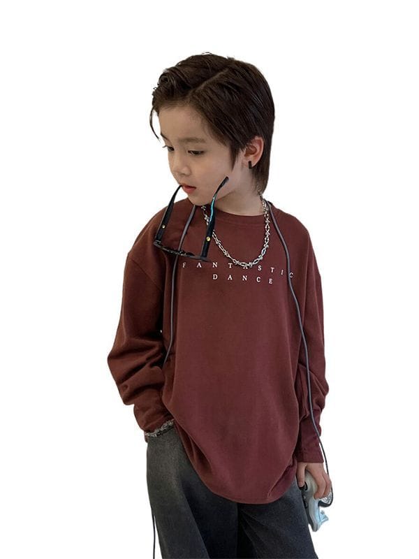 長袖Tシャツ キッズトップス レターロゴプリント長袖Tシャツ【mh0009137】