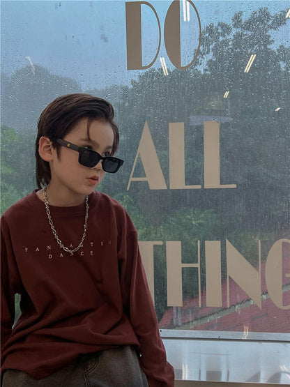 長袖Tシャツ キッズトップス レターロゴプリント長袖Tシャツ【mh0009137】