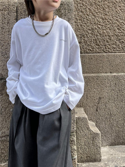 長袖Tシャツ White / 90cm キッズトップス ワンポイント長袖Tシャツ【mh0009133】