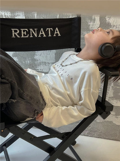 長袖Tシャツ White / 90cm キッズトップス レターロゴプリント長袖Tシャツ【mh0009137】