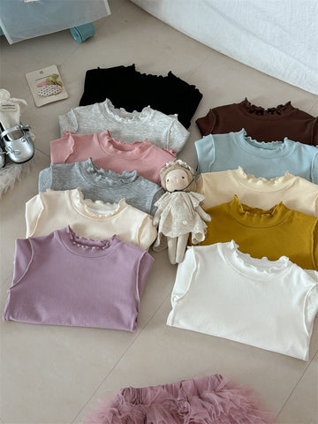 Soft Skin-friendly Frilled Blouse メロウフリル 長袖Tシャツ【mh0012274】 Laibaobao