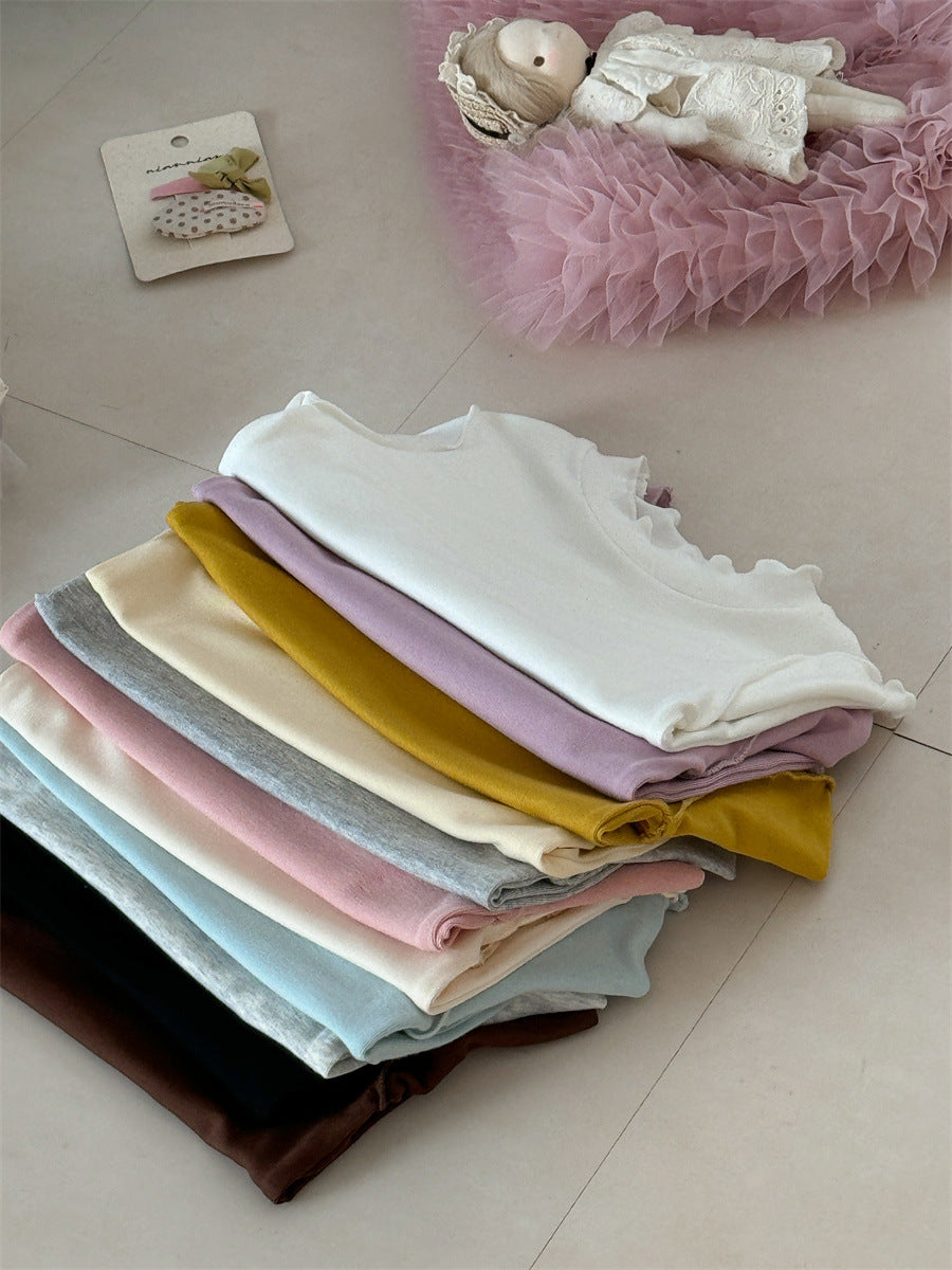 Soft Skin-friendly Frilled Blouse メロウフリル 長袖Tシャツ【mh0012274】 Laibaobao