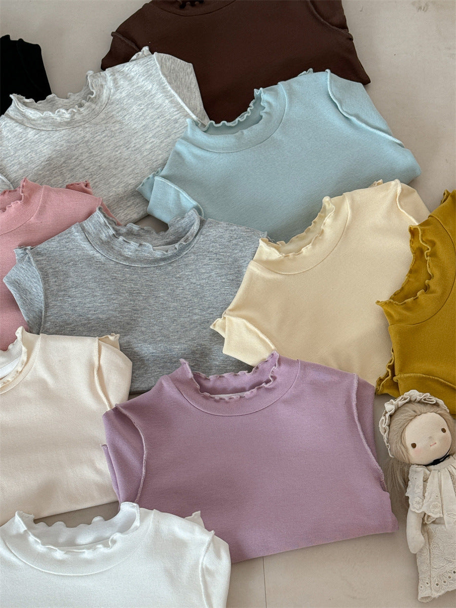 Soft Skin-friendly Frilled Blouse メロウフリル 長袖Tシャツ【mh0012274】 Laibaobao