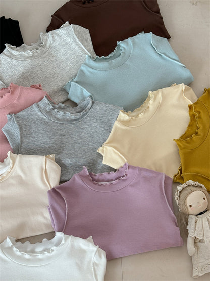 Soft Skin-friendly Frilled Blouse メロウフリル 長袖Tシャツ【mh0012274】 Laibaobao