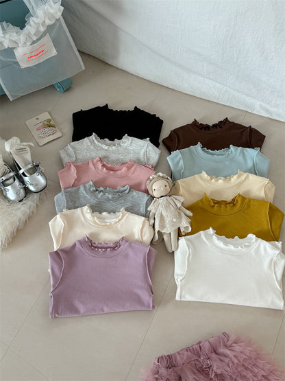 Soft Skin-friendly Frilled Blouse メロウフリル 長袖Tシャツ【mh0012274】 Laibaobao