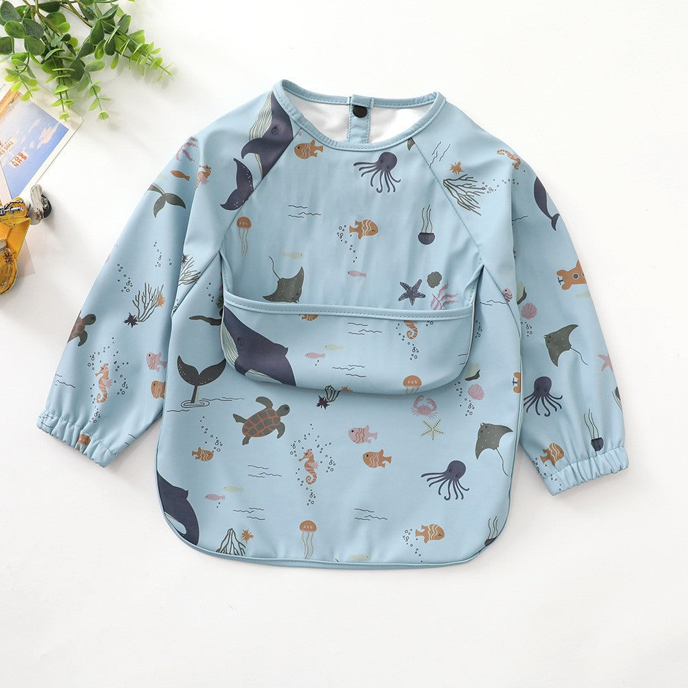 Soft Waterproof Long Sleeve Bib ソフト防水長袖お食事エプロン【mh0012240】 mamahalo accessories よだれかけ