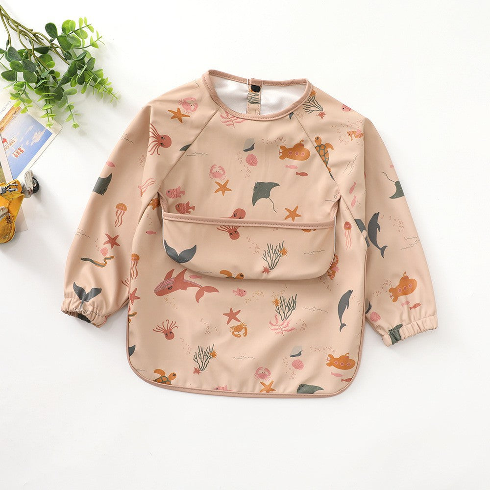 Soft Waterproof Long Sleeve Bib ソフト防水長袖お食事エプロン【mh0012240】 mamahalo accessories よだれかけ